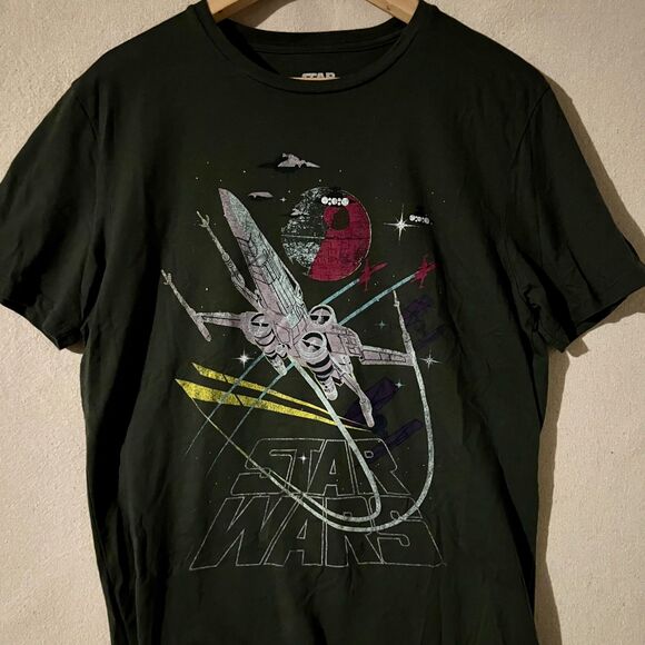 Star Wars X-Wing Fighter Death Star Space Battle Graphic T-Shirt Black - Large - Picture 1 of 2